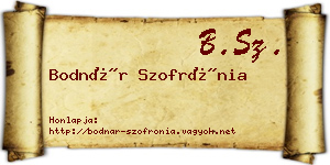 Bodnár Szofrónia névjegykártya